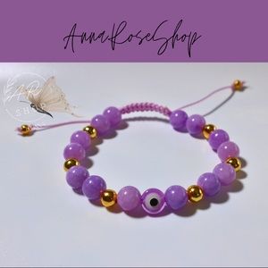 Purple evil eye  bracelet glass bead